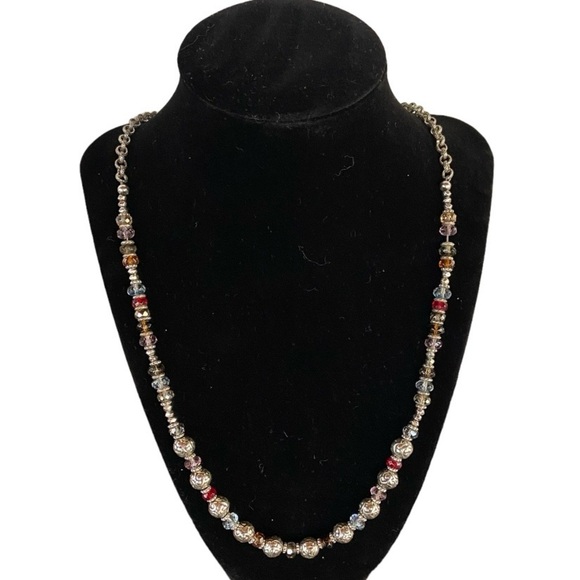 Brighton Latika Multicolor Bead Necklace – Silver & Crystal Boho Charm Y2K - Picture 2 of 9
